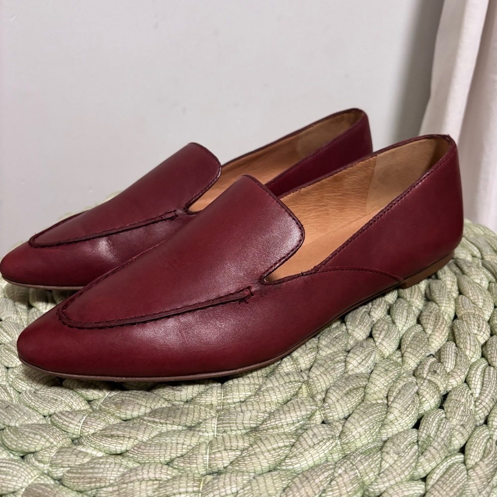 Madewell The Frances Skimmer in Pinot Noir Wine Red Leather Loafers Size 8.5